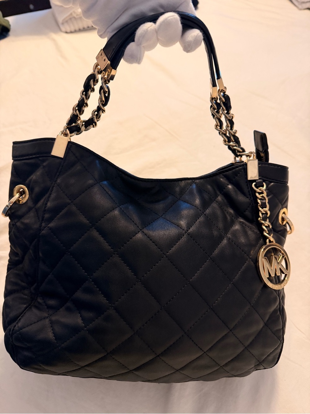 Michael Kors Susannah black quilt leather